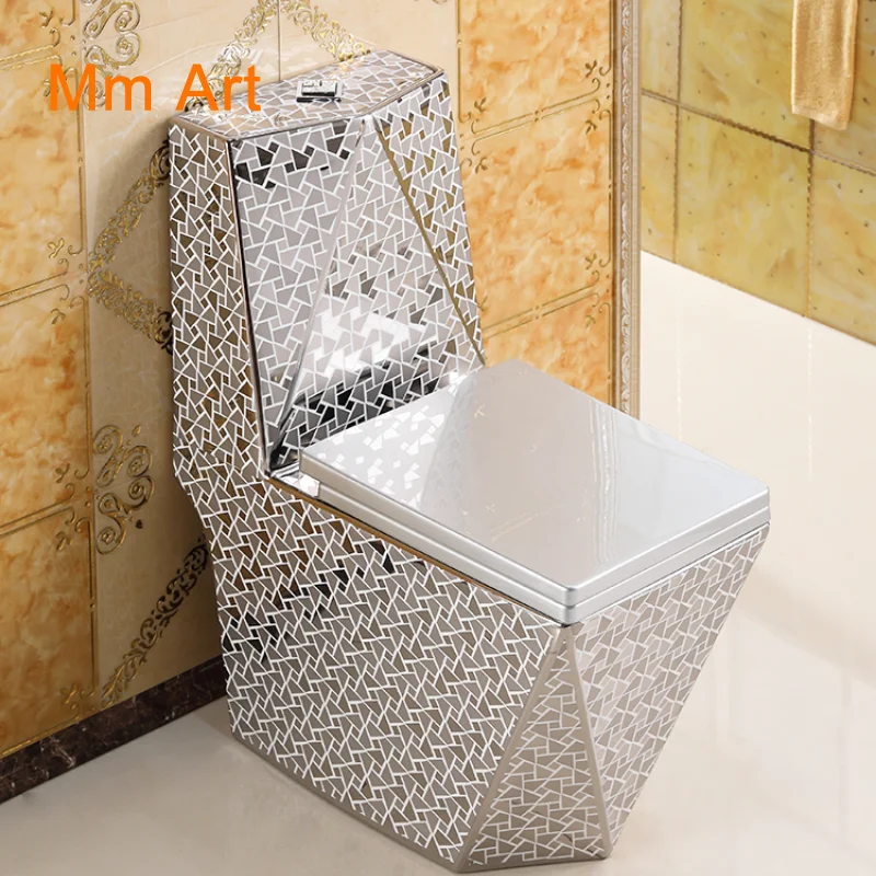 Nordic Style One Piece Closestool Silver toilet creative personality art bar water closet super swirl color  wc