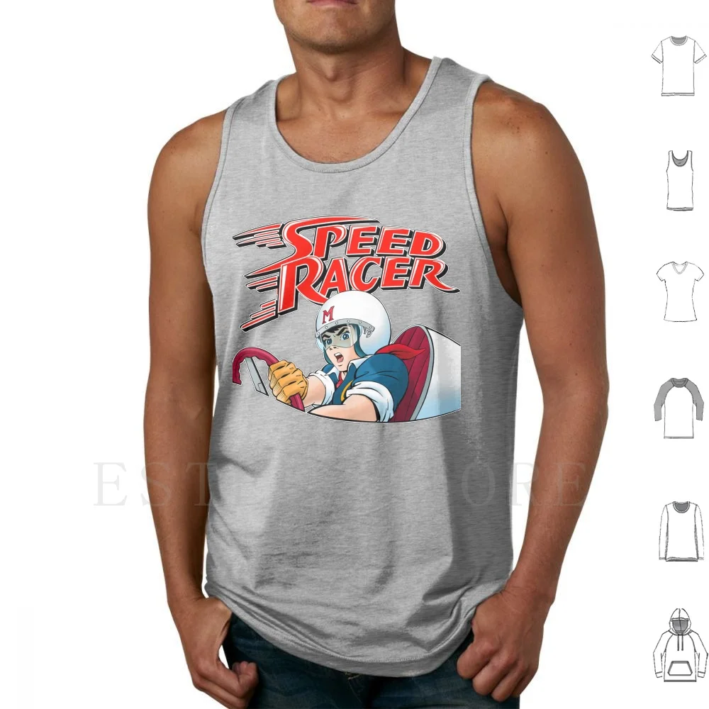 Camisetas sin mangas Chaleco Algodón Dibujos animados Sábado por la mañana 1960s 60s Japonés Racer Chim Chim Spridle