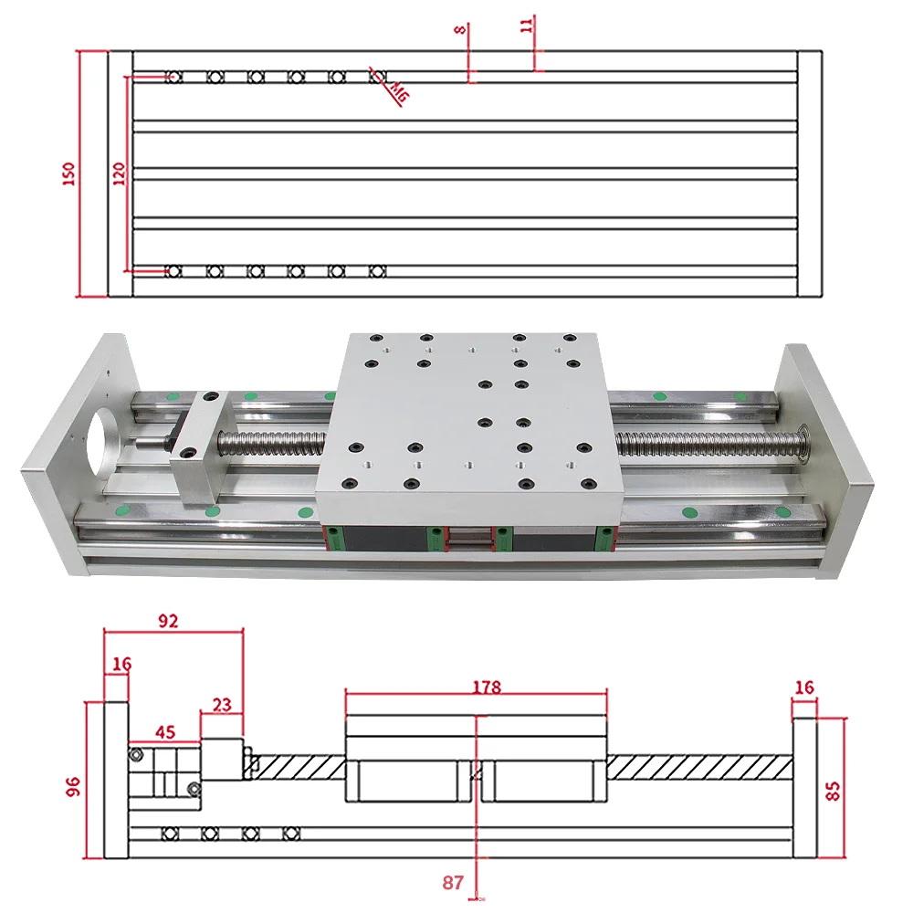 Imagem -05 - Hltnc-guia Linear para Peças Cnc Estágio Linear Comprimento de Viagem 100 Mm1500 mm Terno para Nema23 Nema34 Sfu1605 Sfu1610 Hgr20