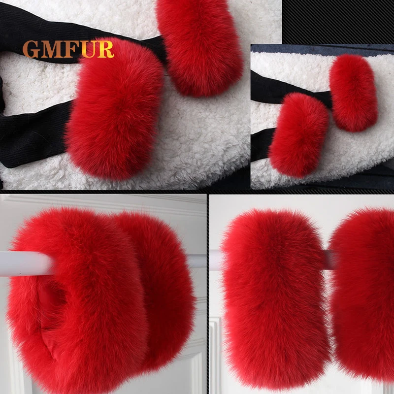 100% Real Fox Fur Cuffs Winter Warm Fashion Genuine Natural Fox Fur Sleeve Lady Bracelet Hand Wear Wristband women