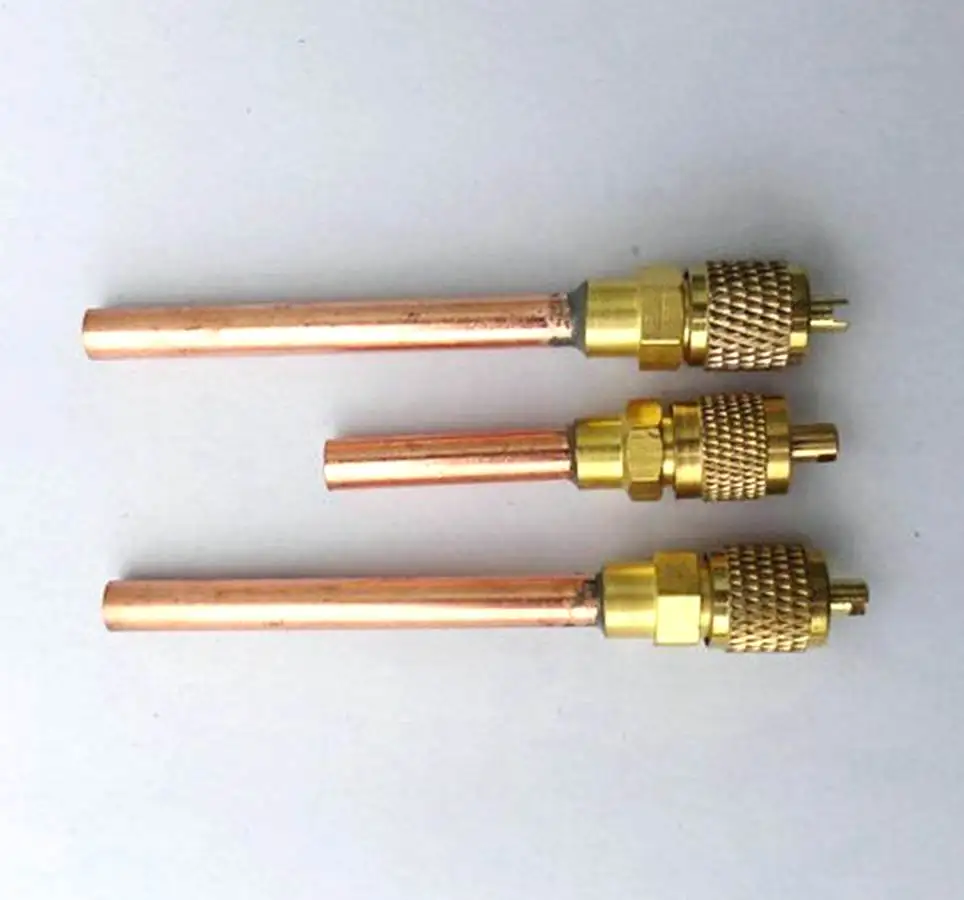 O/D 6.3mm Copper Tube Length 40/60/90mm Copper Gas Access Valve With Coper Tube For Fridge Freezer