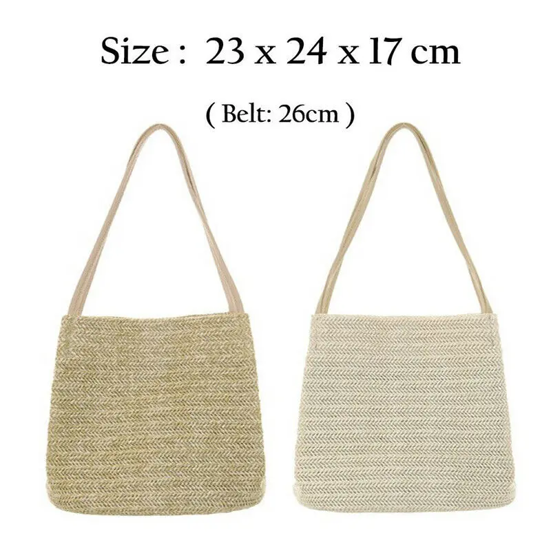 Bolso de mano de playa para mujer, bolsa de mimbre, de compras, de paja de ratán, cruzado, cesta