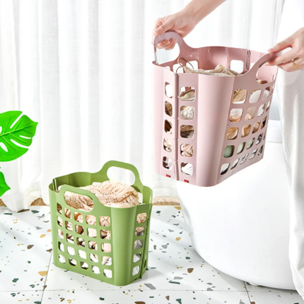 Dirty Clothes Basket Foldable Laundry Storage Basket Bathroom Clothes Hanging Bag Household Wall-mounted Mesh Storage Hamper