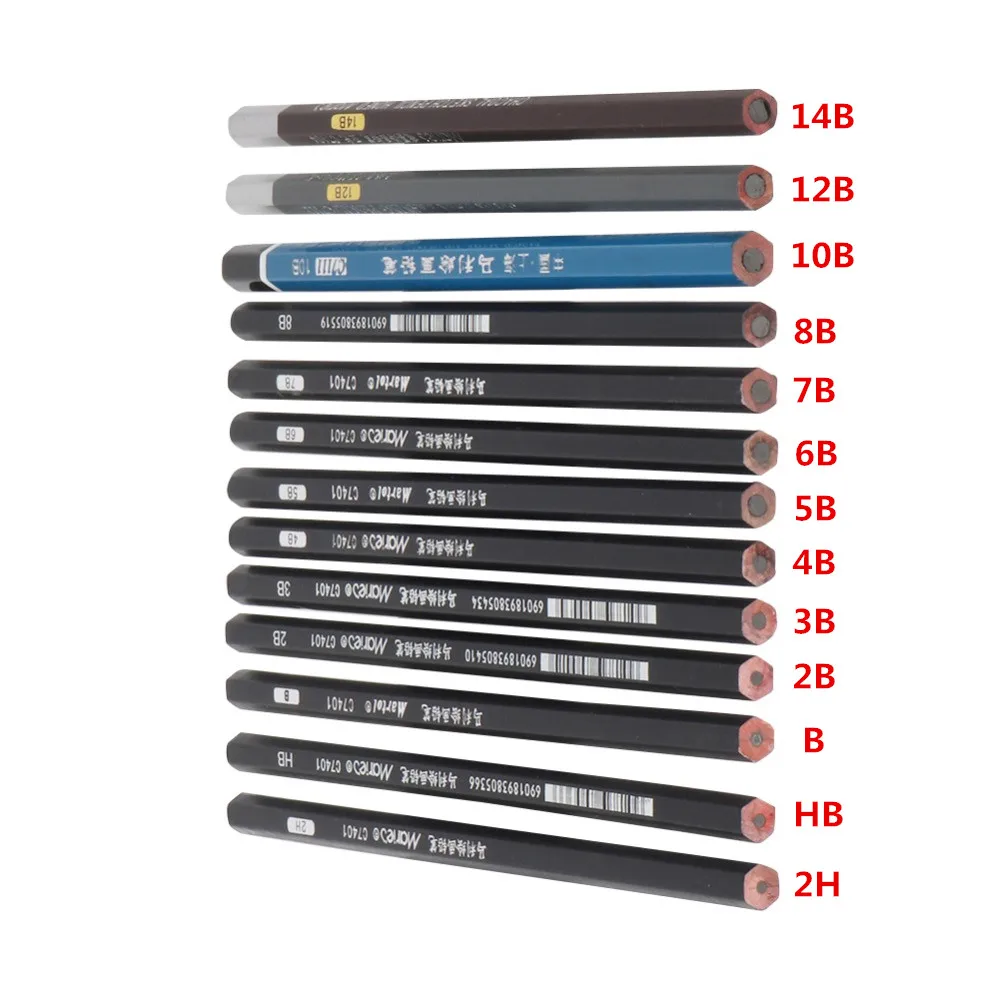 13 Pcs/set Drawing Sketch Pencils 2B/3B/4B/5B/6B/7B/8B/10B/12B/14B/B/HB/2H Honed Sketch Charcoal Pencils Painting Pencil