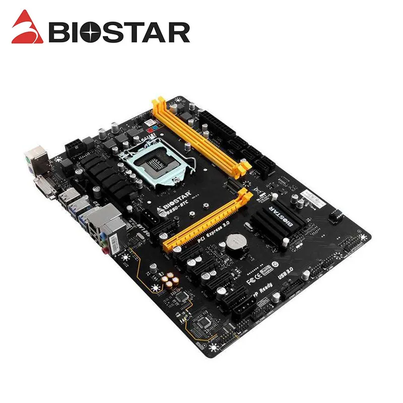 BIOSTAR TB250-BTC Mining motherboard DDR4 for intel LGA 1151 32GB DVI SATA3 B250 Desktop Motherboard