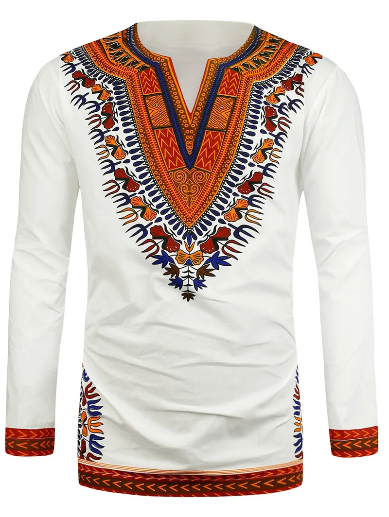 White African Dashiki Print T Shirt Men 2022 Brand Long Sleeve African Clothes Men Hip Hop Streetwear Tee Shirt Homme Camisetas