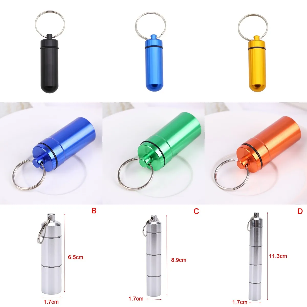 1Pc Waterproof Aluminum Pill Box Case Bottle Cache Drug Holder Container Keychain Medicine Box Health Care