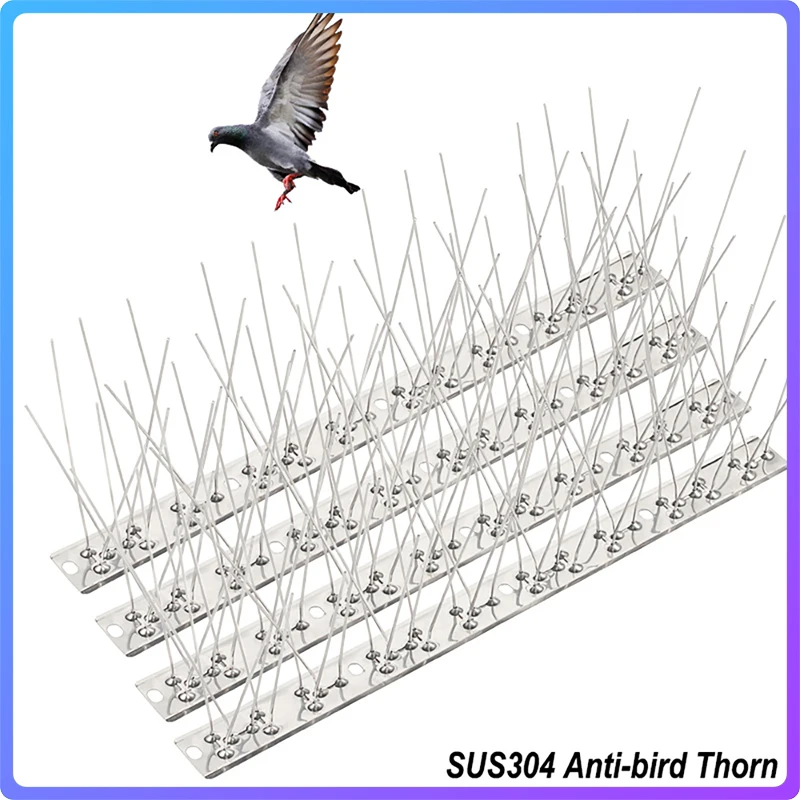 

Stainless Steel Bird Thorn Garden Orchard Fence Bird Spikes Catcher Repeller Anti-Theft Pigeon Nails stainless steel Base