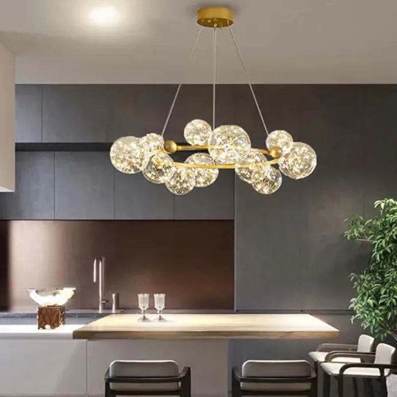 Modern Star Bright LED Chandeliers Parlor Dining Room Hanglamp Warm Romantic Bedroom Bar Atmosphere Decor Pendant Lights Fixture