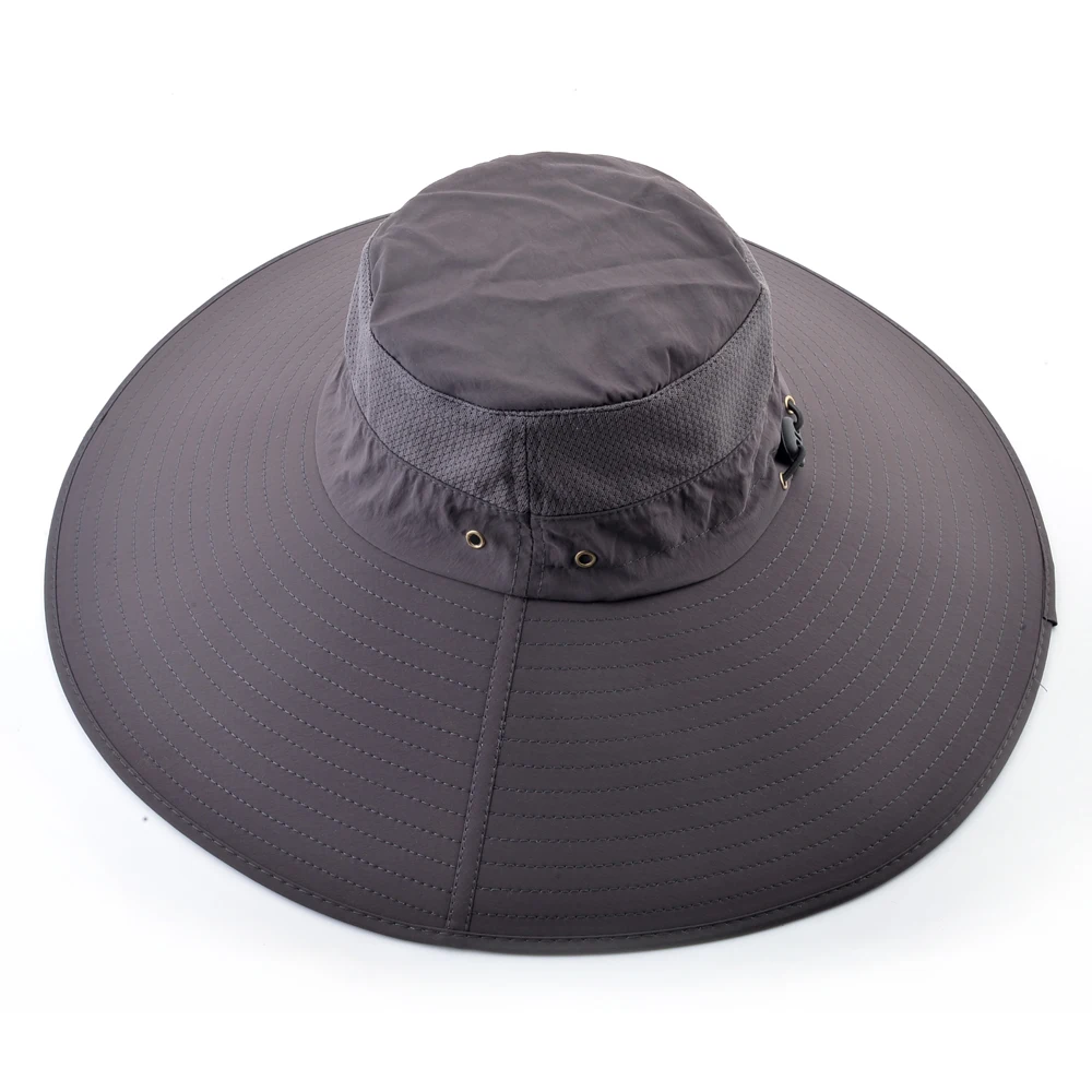 Wide Brim Sun Hat For Men Bob 15cm Brim Sun Protection Fisherman Cap Summer Outdoor Hiking Fishing Sunbonnet Men's Casual Hats