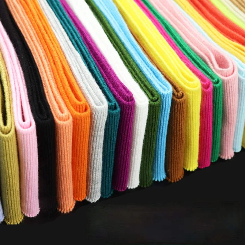 7x85cm przędza bawełniana barwiona jednokolorowa Stretch mankiet DIY dzianiny bawełniane materiał prążkowany na hem kurtka jesienno-jesienna odzież