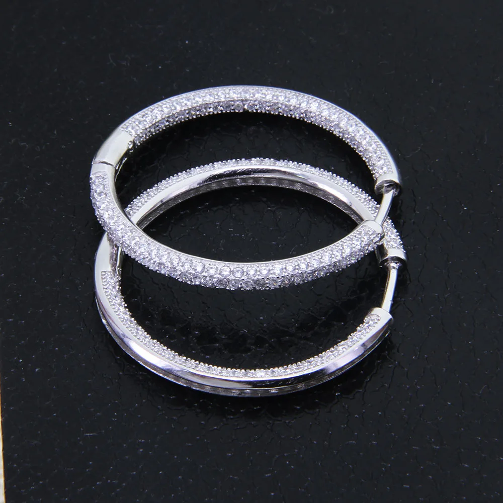 هيمستون الفضة ارتفع الذهب اللون كامل معبد أسود أبيض زركونيا الكريول هوب أقراط ، رومانسية مجوهرات هدية للنساء TS 126EX