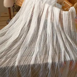 2021 Latest White Black Soft Mesh Stripe Wedding Dress Fabric Romantic French Chantilly Lace fabric