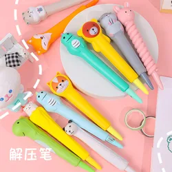 12 Pcs Neutral Pen Cute Cartoon Decompression Pen Girl's Heart Student Creative Gel Pens Sponge Decompression Artifact Wholesale