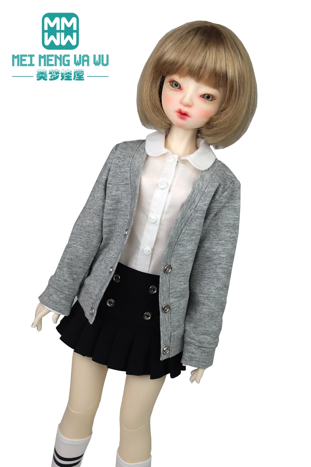 1/4 BJD Doll Clothes Spherical Joint Doll Fashion cardigan shirt miniskirt pleated skirt Gift for Girls