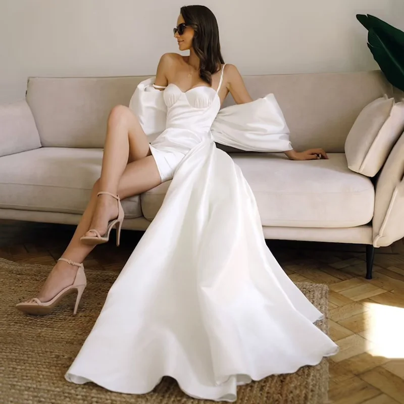 ADLN – Mini robe de bal ivoire deux pièces, courte robe de réception de mariage, petite robe blanche pour soirée, Clubwear, Cocktail de lune de miel