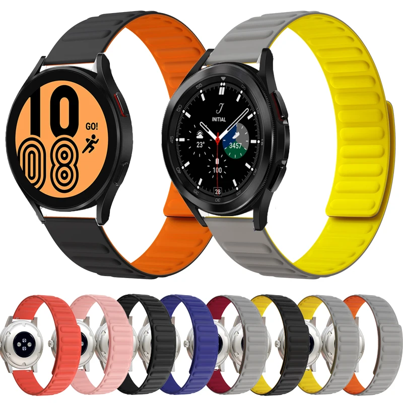 

Silicone Magnetic Watchband for Samsung Galaxy Watch 4 Classic 46mm 42mm/Watch4 44mm 40mm Strap Soft 20mm Wristbands Bracelet