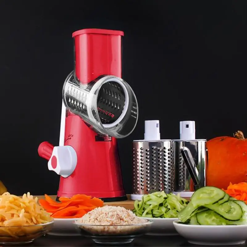 

3-in-1 Manual Vegetable Cutter Slicer Kitchen Accessories Multifunctional Round Mandoline Slicer Potato Cheese Kitchen Gadgets