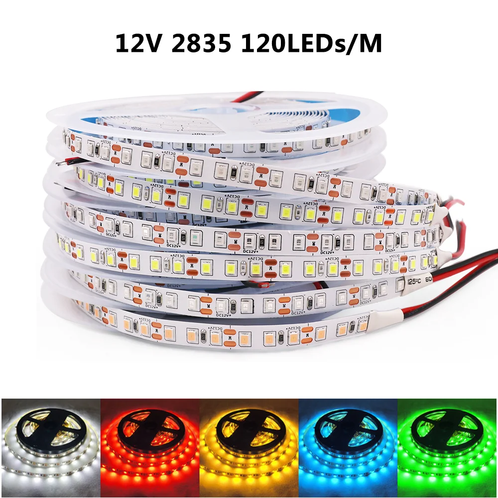 

12V LED Lights 5M 2835 LED Strip Light DC12V RGB Led Tape Light 60 120 LEDs Flexible Ribbon Diode More Brighter Than 3528 5050