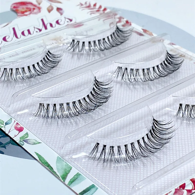 ใหม่ 3 คู่ขนตาปลอม CLEAR Band EyeLashes Crisscross โปร่งใส Band ขนตาปลอม Handmade Dramatic Lashes Upper Lash