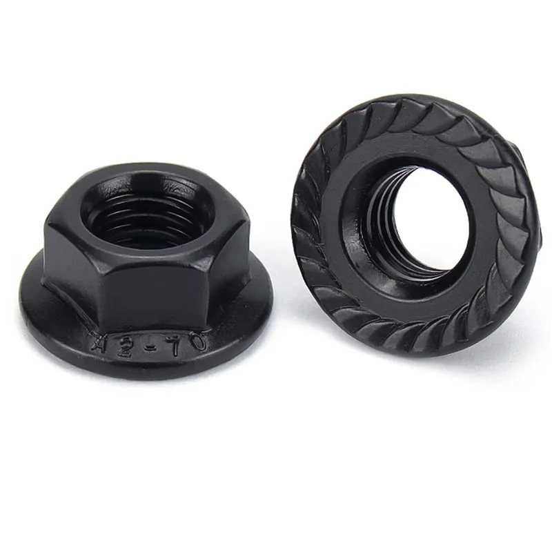 1/20pcs DIN6923 M2.5 M3 M4 M5 M6 M8 M10 M12 M14 M16 Black Plated 304 Stainless Steel Hex Head Serrated Spinlock Flange Nut