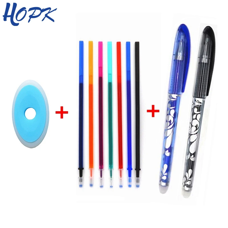 Erasable Pen Set 0.5mm Blue Black Color Ink Ballpoint Pens Washable handle for School Office Stationery Supplies Exam Spare