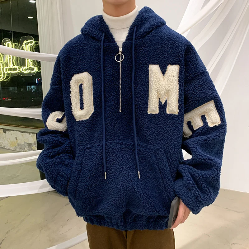 

Men Streetwear Letter Hip Hop Fleece 2020 Autumn Korean Oversized Sweatshirts Hooded Hoodies Clothing Moleton Masculino