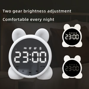 Bluetooth Mirror Table Clock Clock Kids Clock Kids Lindo Clelo de alarma digital para niños Relojes de sueño para niños LED para niños 8 mejores gatos de reloj de ventas - №5