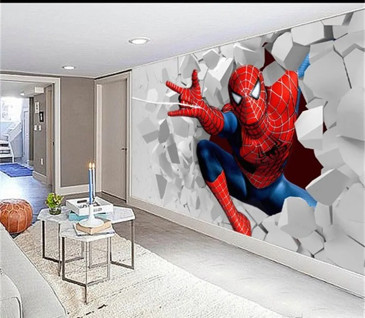 Custom children’s wallpaper cartoon character spider mural children’s room bedroom TV background wall waterproof papel de parede