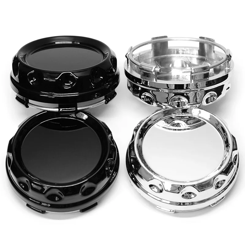 4Pcs 60mm Black Silver Chrome ABS Auto Car Wheel Center Hub Caps Cover Hubcap Automobile Rim Hub Dust-proof Decoration Badge