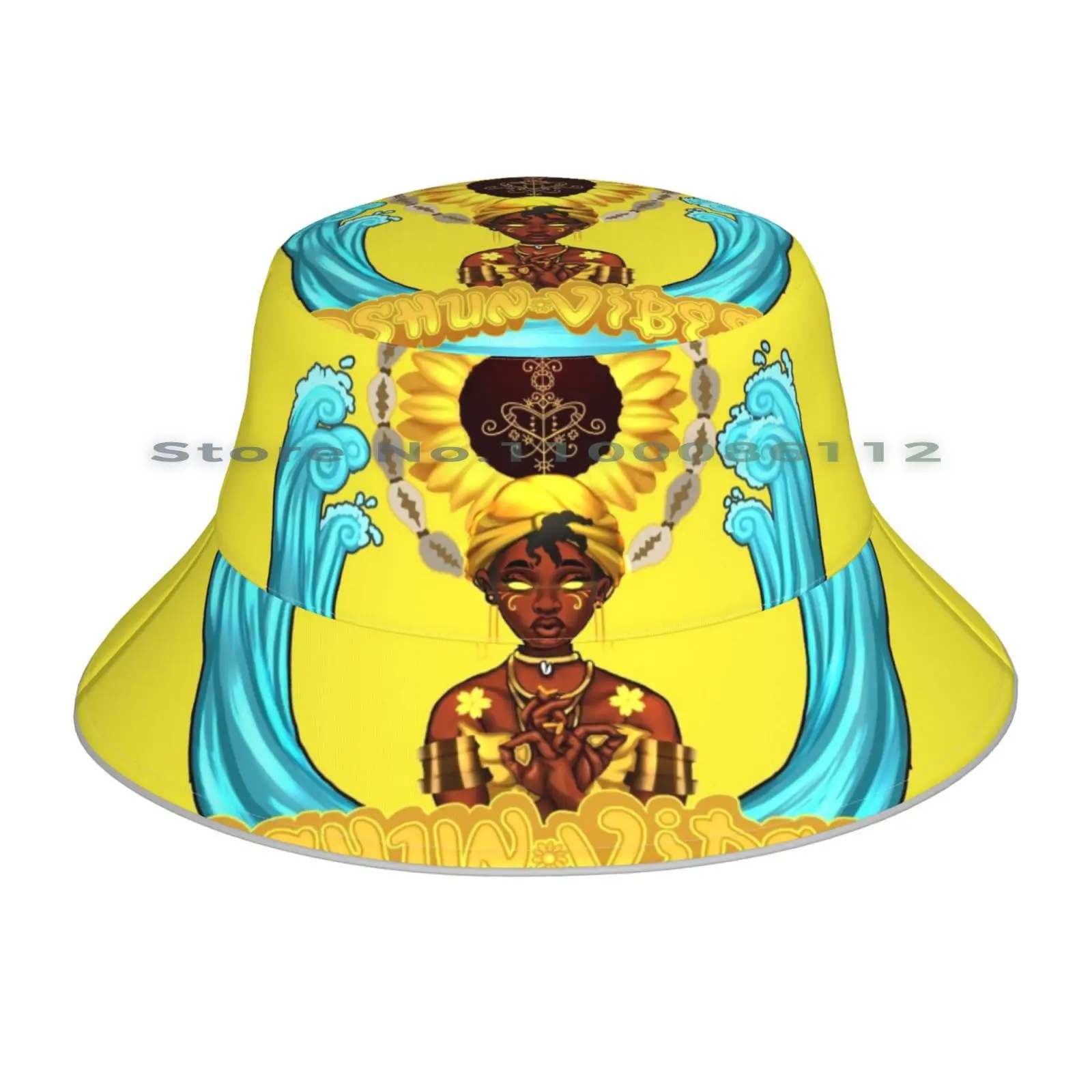 Oshun Vibes Beanies Knit Hat Oshun Orisha Orisa Sunflowergang Pan African Blackartist Vodun Voodoo Hoodoo Cowrie Shell Goddess