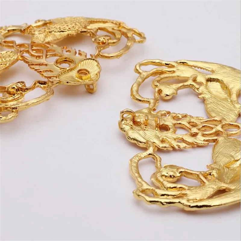 SIXTY TOWFISH 2 Piece DIY Jewelry Accessories 75*56.5mm Alloy Ancient Retro Style Materials Flower Charms