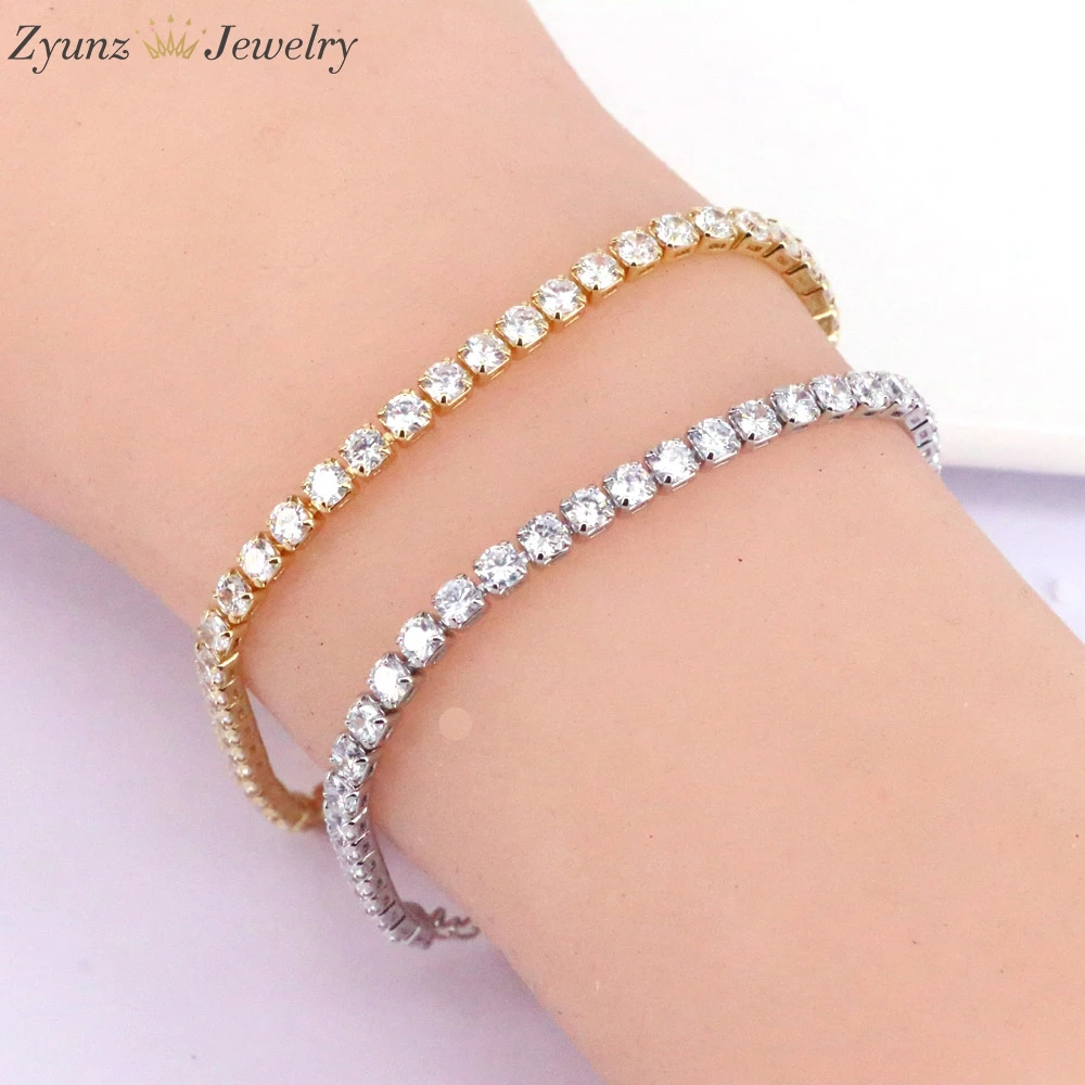 

20PCS, CZ Bling Iced Out Cubic Zirconia Bracelet Tennis Chain Bracelets For Women Men Jewelry Link Chain Gold Silver Color