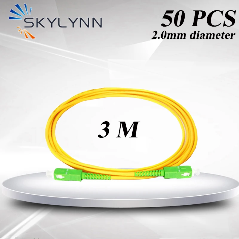 

50PCS 3 Meter SC/APC Fiber Optic Patch Cord, Simplex Core 2.0mm SM G657A1 LSZH Jacket Optical Jumper