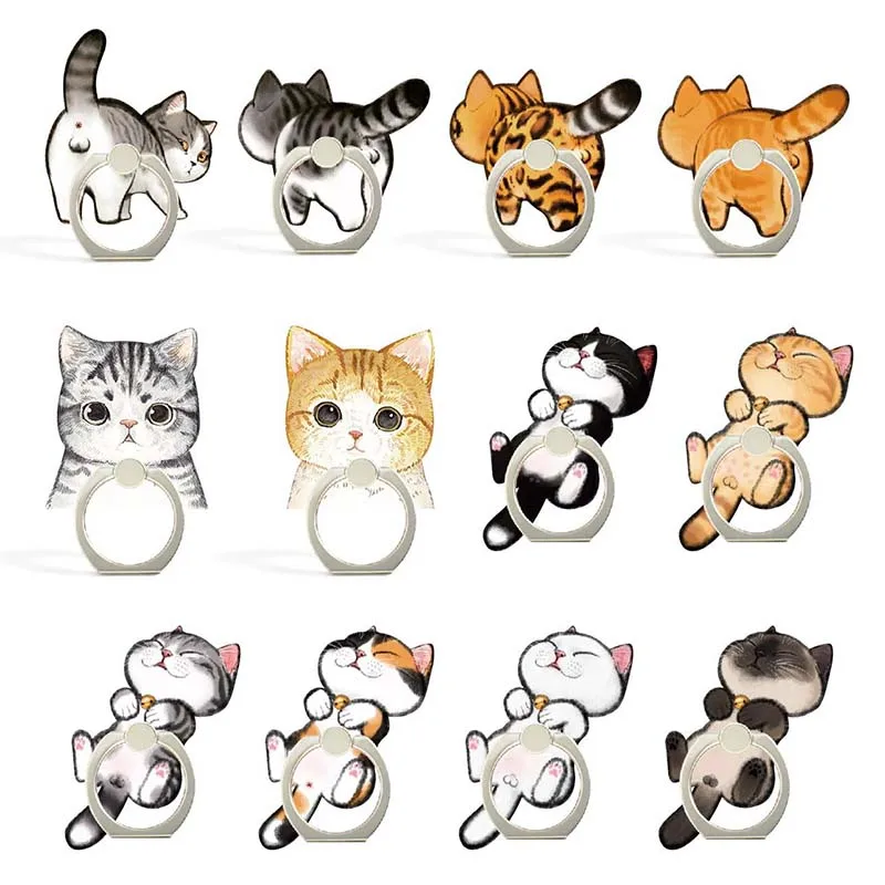 12 Styles Cute Cats Animals Phone Holder Ring Mobile Phone Stand Cookies Finger Phone Ring Holder support celular