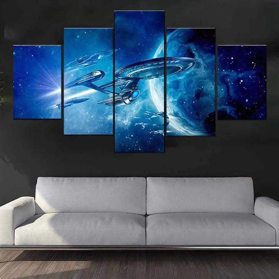 

No Framed Canvas 5Pcs Star Ship Enterprise Movie Wall Art Posters Pictures Paintings Home Decor for Living Room Decorations