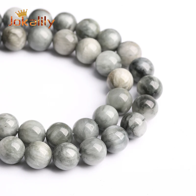 Natural Gray Hawk Eye Stone Eagle Eye Beads Round Loose Spacer Beads For Jewelry Making DIY Bracelet Accessories 6 8 10 12mm 15