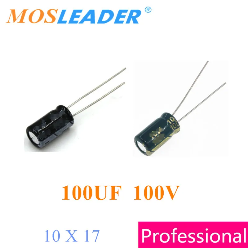 Mosleader 100UF 100V 10X17 800PCS 107 Chinese Black 2000Hours Green 5000Hours DIP Through Hole Aluminum electrolytic capacitors