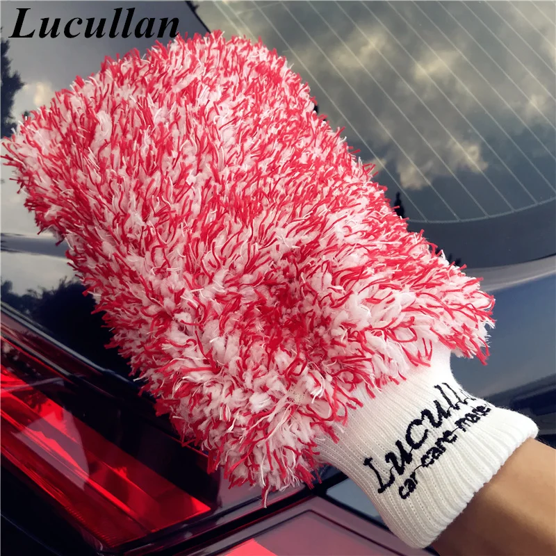 Lucullan Two Bucket Method Microfiber Gloves 3 Colors Premium Car WashMitt  LARGE Size  Special Customized For Car Washers