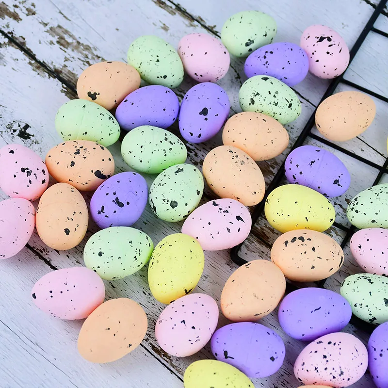 20/40pcs 3x4cm Easter Egg Foam Bird Pigeon Eggs Happy Easter Decoration Home Festival Party Ornament DIY Craft Kids Gift Favor