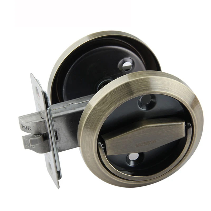 HOT 6PCS Stainless Steel Invisible Door Lock Cup Handle Recessed Door Lock Fire Proof Disk Pull Ring Lock Brushed/Black/Bronze