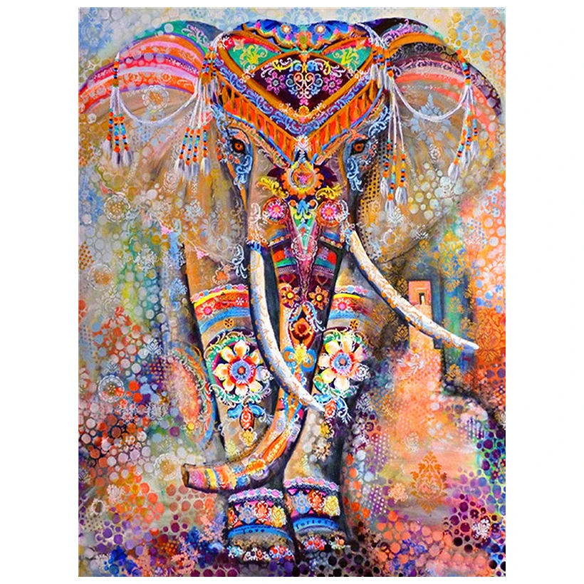 Diy New Diamant Painting 5D DIY Diamond Painting Full Square Drill "Color elephant" Haft krzyżykowy Prezent do dekoracji domu