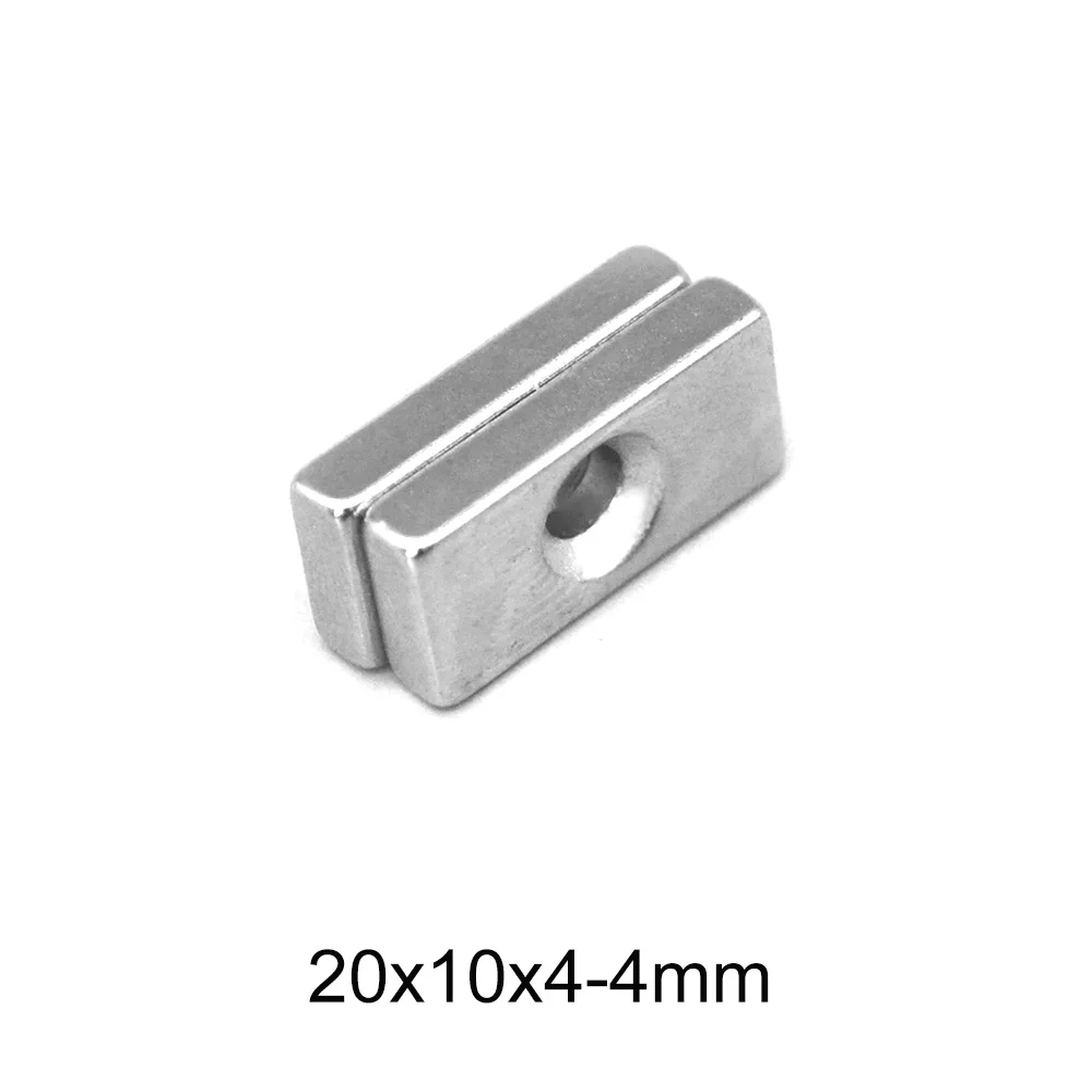 5~60PCS 20x10x4-4 Strong Quadrate Neodymium Magnet Hole 4mm NdFeB Magnetic 20x10x4-4mm Block Rare Earth Magnets 20*10*4-4 mm