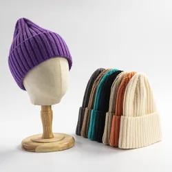 Unisex Winter Weiche Warme Baumwolle kaschmir Gestrickte Beanie Hut Hohe Qualität Kabel Knit Plain Beanies