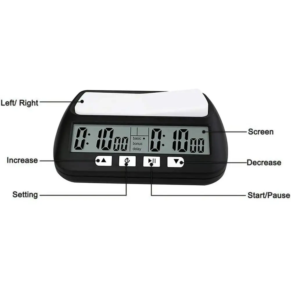 Chess Clock with Alarm Countdown Digital Chess Game Timer Multi-functional