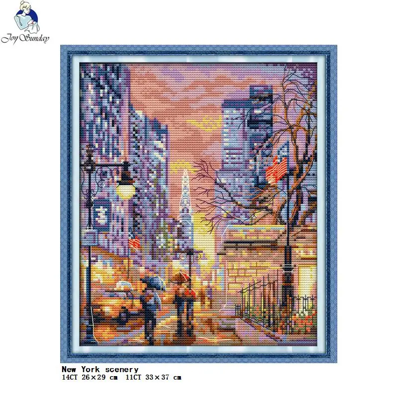 DIY handmade scenery series printed cross stitch 11CT 14CT count canvas fabric needle and thread embroidery set home decoration