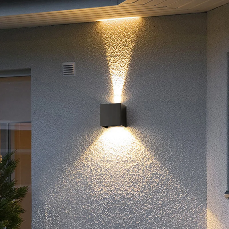 Estilo europeo Luz LED de pared impermeable para exteriores, luminaria moderna y sencilla de 6W y 12W, montada en superficie de AC85-265V, para sala