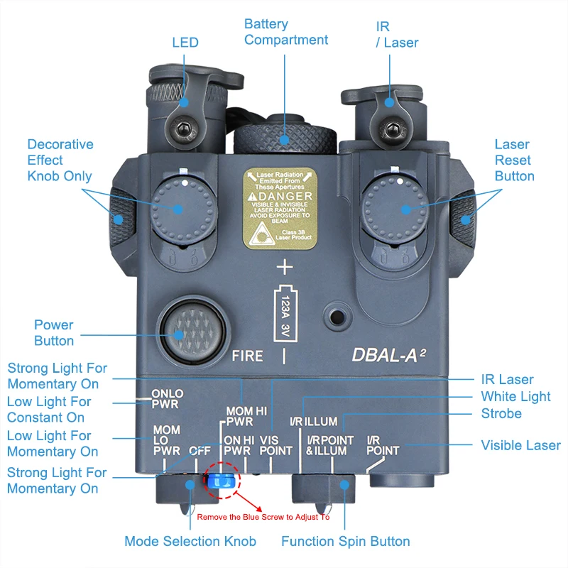 DBAL-A2 Dual Beam Aiming Laser IR & Green Laser LED White Light Illuminator Full Metal with Remote Battery Box Switch gs15-0138