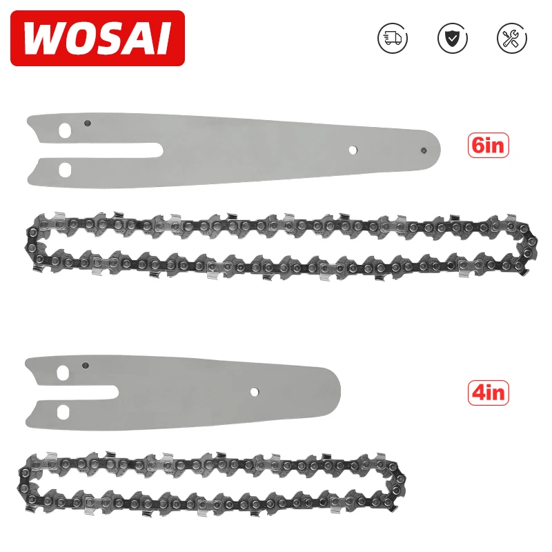 WOSAI 4 inch 6 inch Chain Guide Electric Chainsaw Chains and Guide Used For Logging And Pruning Electric Saw Parts Garden Tool