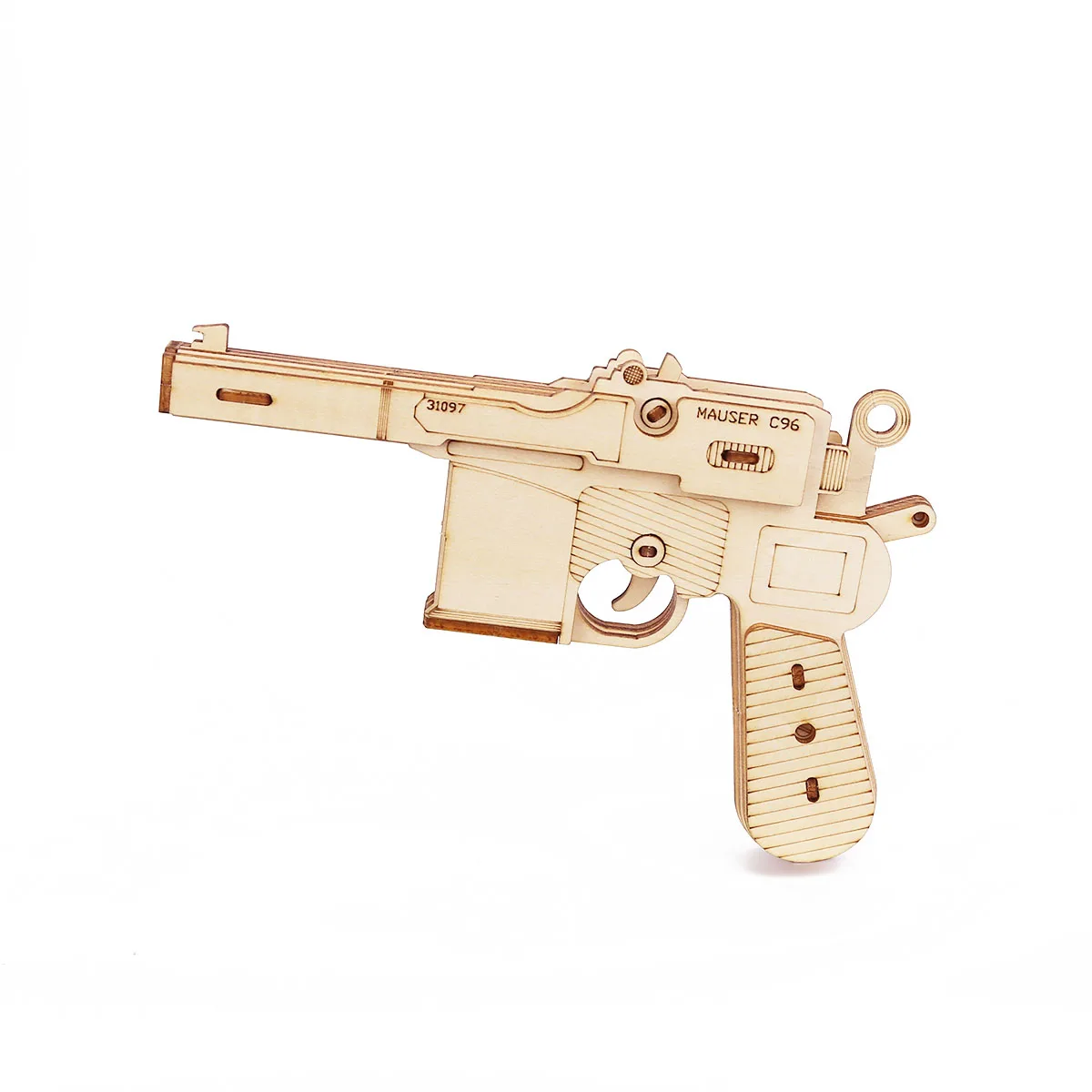 C96 Broomhandle Rubber Band Gun Toy 3D Wooden Puzzle Kit Mechanical Model Laser Cutting Building Assembly Toy Brain Teasers